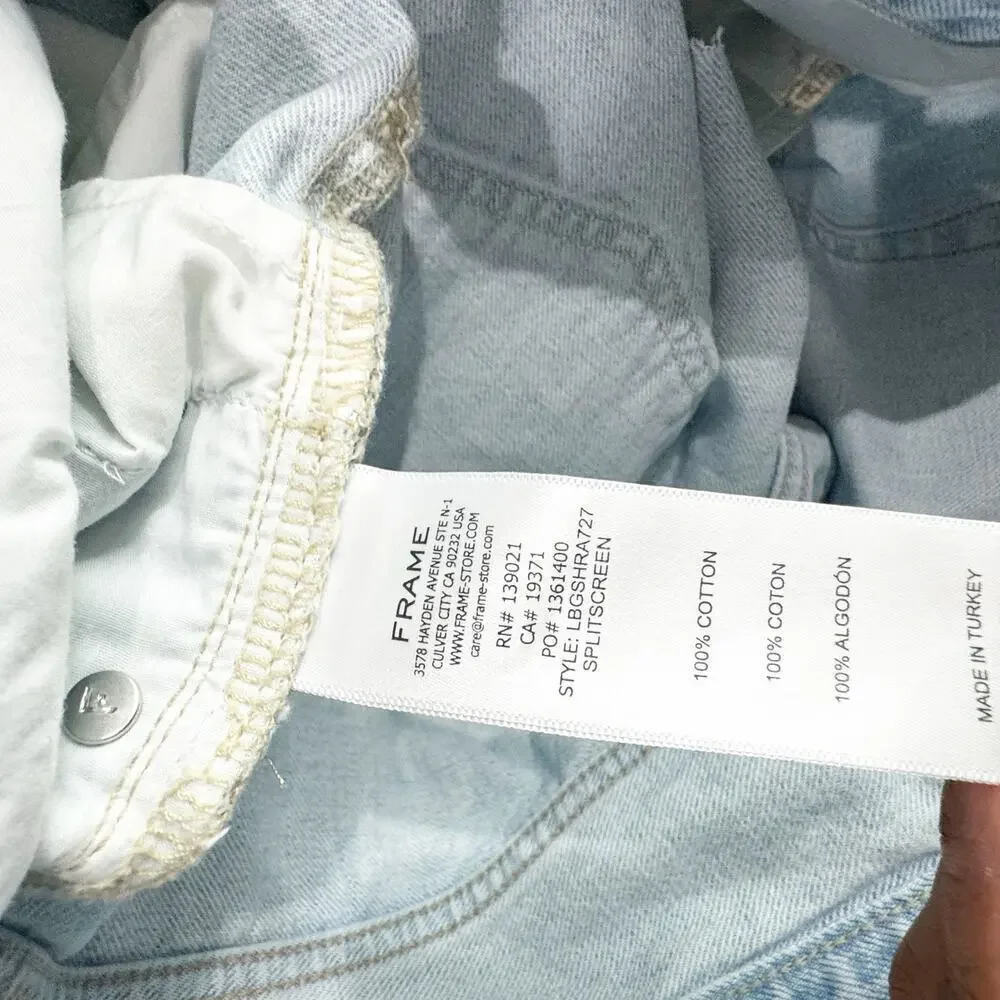 Frame Women's Le Brigette Denim High Rise Mini Short in Soap Size 34 NWT